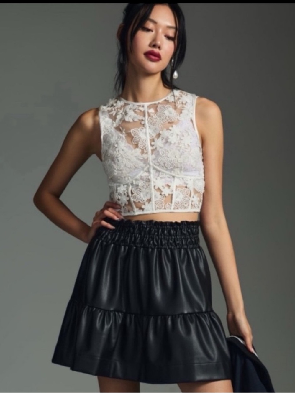 NWT Anthropologie The Somerset Mini Skirt;
Faux Leather Edition in Black